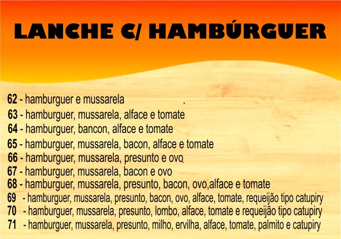 lanche com Hamburguer Cabornas